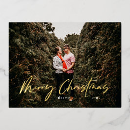 Frohe Weihnachten Moderne Schrift Folien Feiertagspostkarte