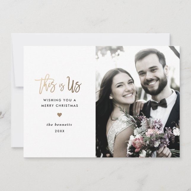 Frohe Weihnachten Moderne Script Foto Card (Vorderseite)