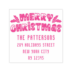 Frohe Weihnachten Moderne Script Name Rücksendeadr Permastempel