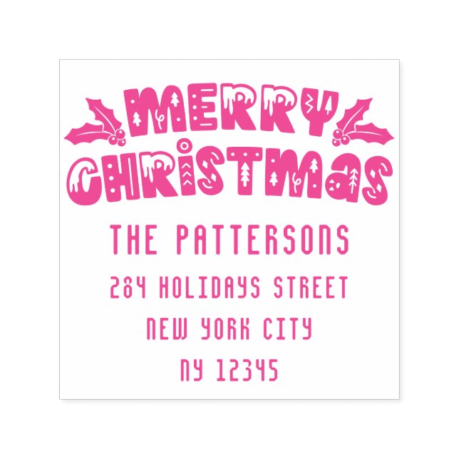 Frohe Weihnachten Moderne Script Name Rücksendeadr Permastempel (Design)
