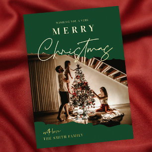 Frohe Weihnachten Moderne Script One Foto Foil Car Folien Feiertagskarte