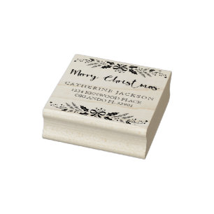 Frohe Weihnachten Moderne Script-Rücksendeadresse Gummistempel