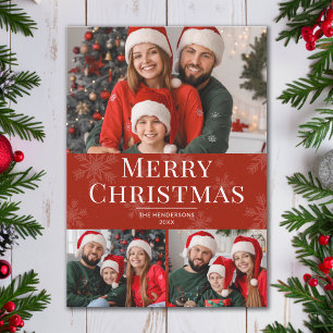 Frohe Weihnachten Moderne Text Rot Familie 3 Foto