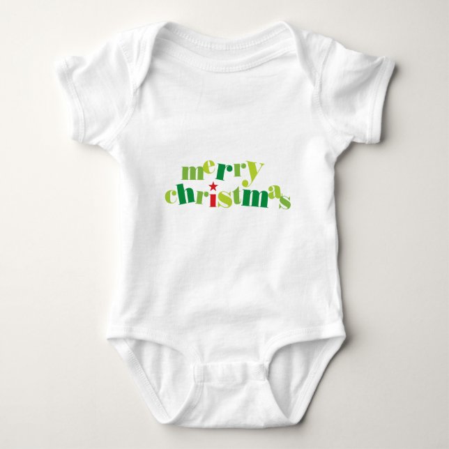 frohe Weihnachten moderne Typografie Baby Strampler (Vorderseite)