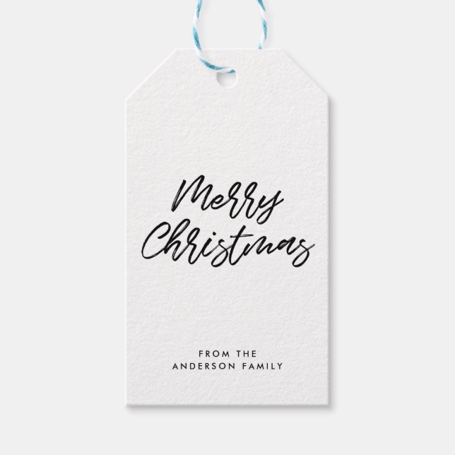 Frohe Weihnachten moderne Typografie Geschenkanhänger (Vorderseite)