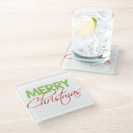Frohe Weihnachten | Moderne Typografie Glasuntersetzer