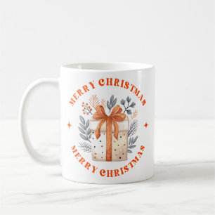Frohe Weihnachten Moderne Typografie Kaffeezuberei Kaffeetasse