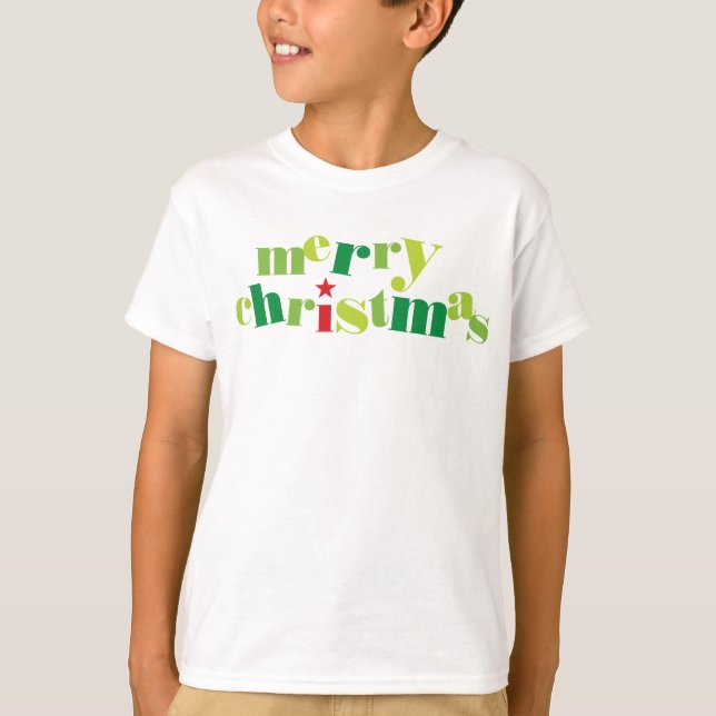 frohe Weihnachten moderne Typografie T-Shirt (Vorderseite)