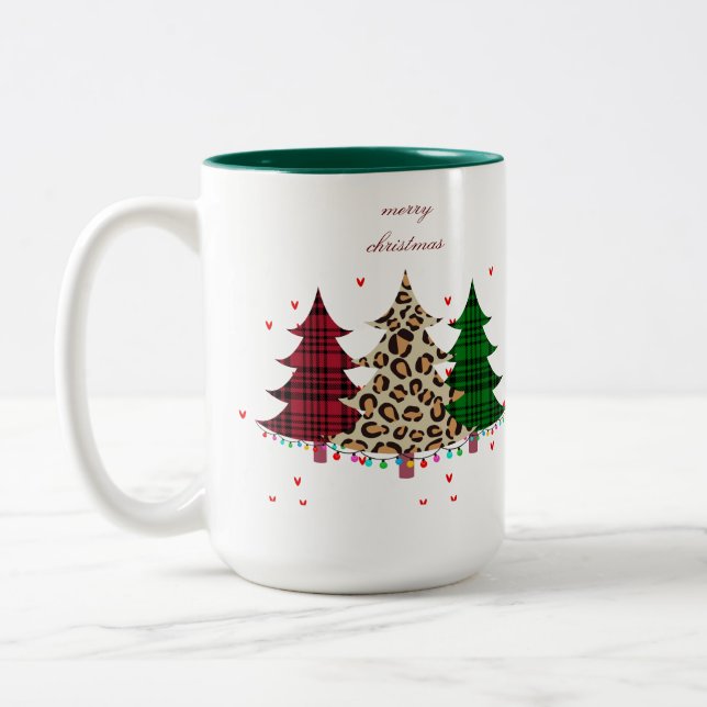 Frohe Weihnachten Moderne und Elegant Zweifarbige Tasse (Links)