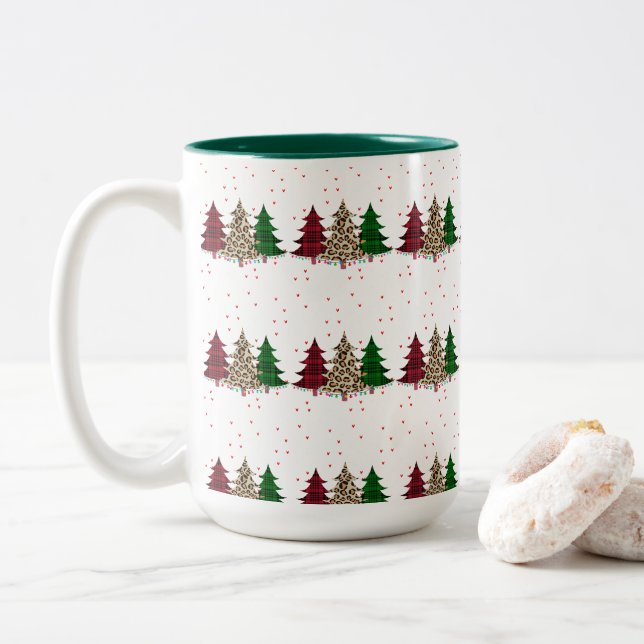 Frohe Weihnachten Moderne und Elegant Zweifarbige Tasse (Mit Donut)