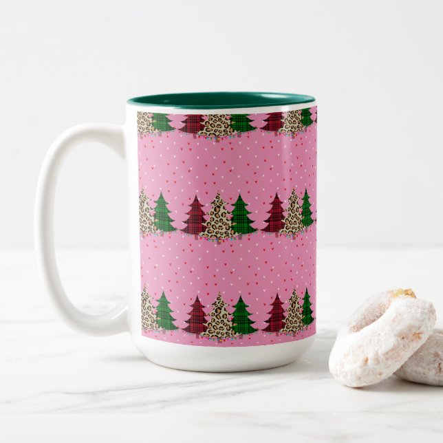Frohe Weihnachten Moderne und Elegant Zweifarbige Tasse (Mit Donut)