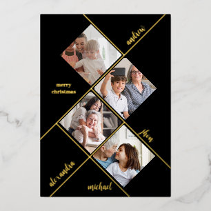 Frohe Weihnachten   Moderne vier FotoCollage Folien Feiertagskarte