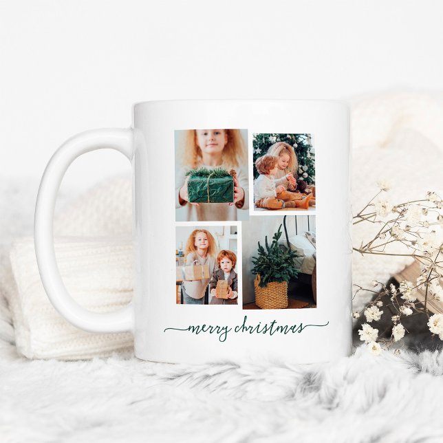 Frohe Weihnachten | Moderne vier FotoCollage Kaffeetasse (Von Creator hochgeladen)