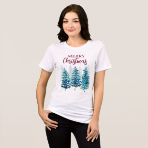 Frohe Weihnachten Moderne Waldbäume Frauen T - Shi Tri-Blend Shirt