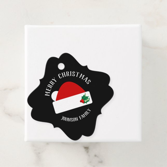 Frohe Weihnachten - Moderne Weihnachtsmannmütze Geschenkanhänger (Beispiel)