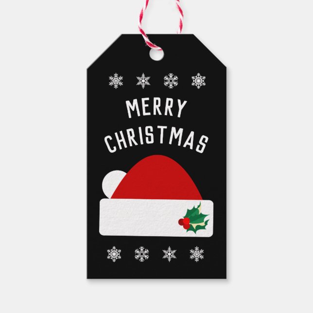 Frohe Weihnachten - Moderne Weihnachtsmannmütze Geschenkanhänger (Vorderseite)