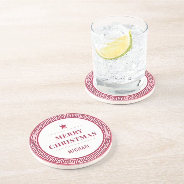Frohe Weihnachten Moderner Chic Elegante Roter Url Getränkeuntersetzer (Seite)