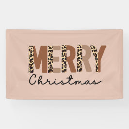 "Frohe Weihnachten" Moderner Farbblock Leopard Boh Banner