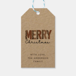 "Frohe Weihnachten" Moderner Farbblock Leopard Boh Geschenkanhänger