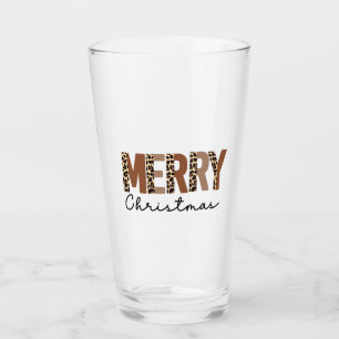 "Frohe Weihnachten" Moderner Farbblock Leopard Boh Glas