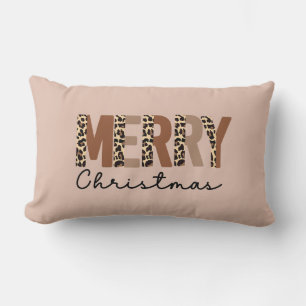 "Frohe Weihnachten" Moderner Farbblock Leopard Boh Lendenkissen