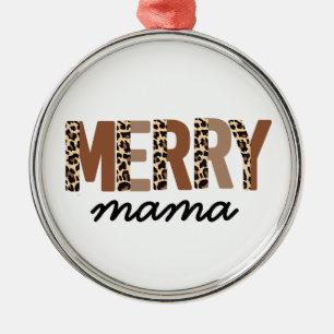 "Frohe Weihnachten" Moderner Farbblock Leopard Boh Ornament Aus Metall