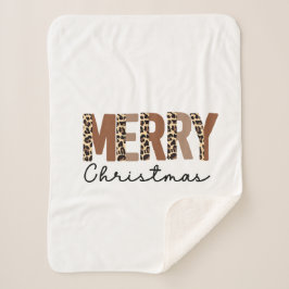 "Frohe Weihnachten" Moderner Farbblock Leopard Boh Sherpadecke