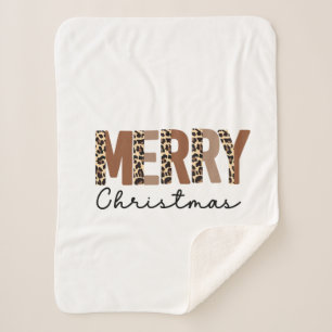 "Frohe Weihnachten" Moderner Farbblock Leopard Boh Sherpadecke