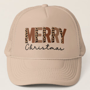 "Frohe Weihnachten" Moderner Farbblock Leopard Boh Truckerkappe