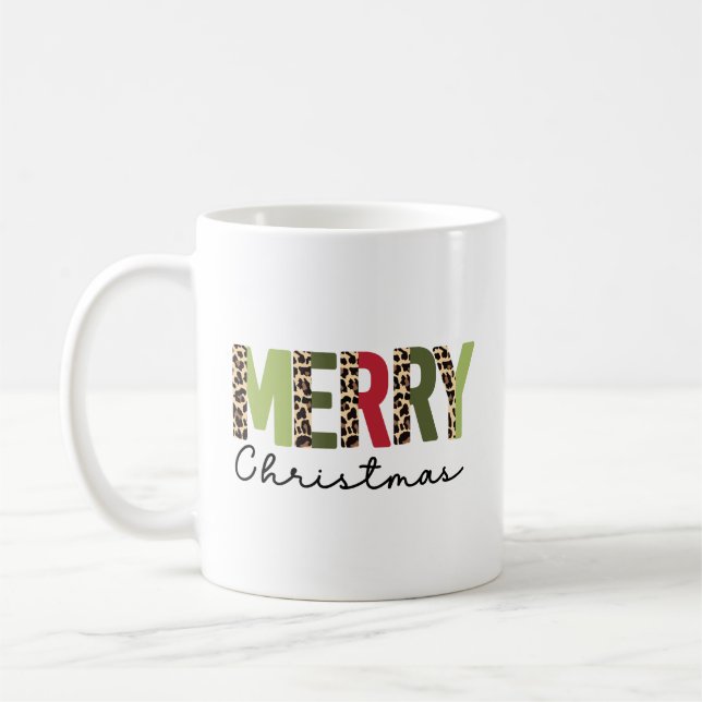 "Frohe Weihnachten" Moderner, farblich blockierter Kaffeetasse (Links)