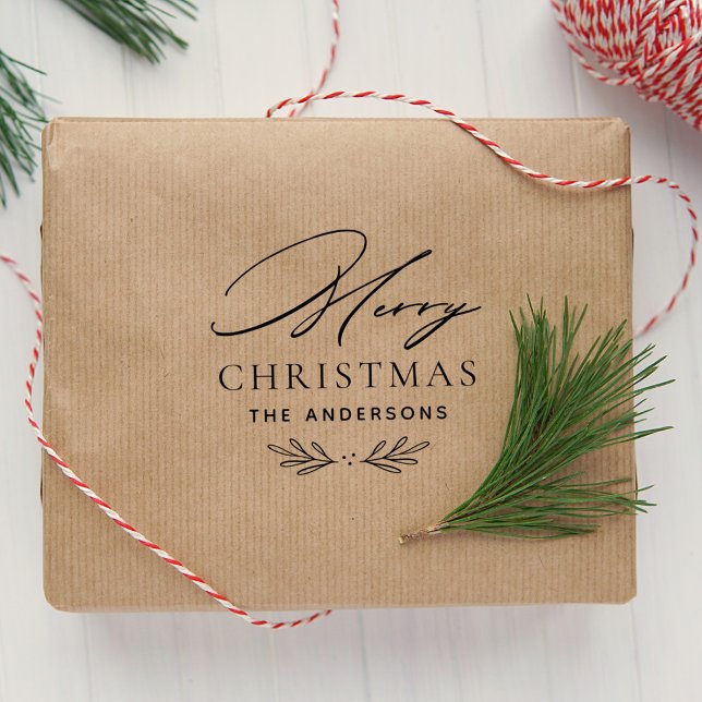 Frohe Weihnachten Moderner Personalisierter Famili Permastempel (Von Creator hochgeladen)