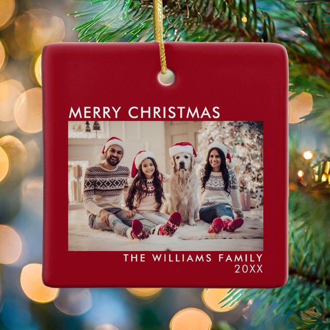 Frohe Weihnachten Moderner Roter Feiertag Keramikornament (Von Creator hochgeladen)