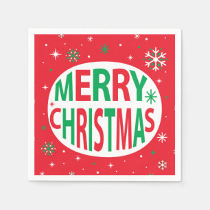 Frohe Weihnachten Moderner Roter Feiertag Serviette
