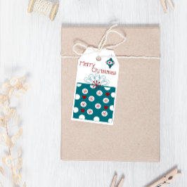 Frohe Weihnachten Moderner Spaß Red Blue Geschenk Geschenkanhänger