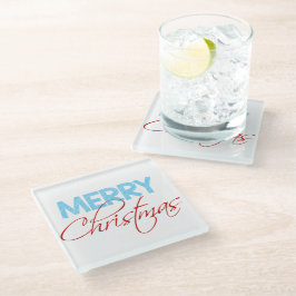 Frohe Weihnachten | Moderner Typografie Urlaub Glasuntersetzer