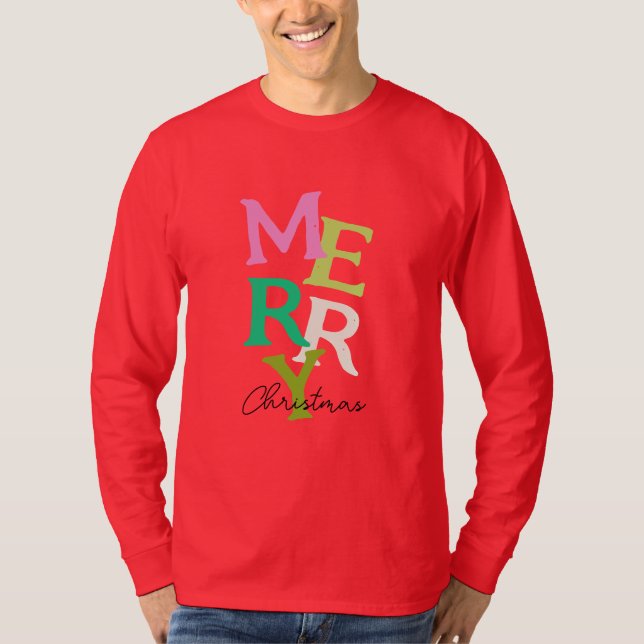 Frohe Weihnachten Moderner Urlaub T-Shirt (Vorderseite)