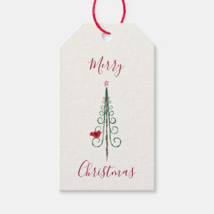 Frohe Weihnachten - Moderner Weihnachtsbaum Rot Gr Geschenkanhänger
