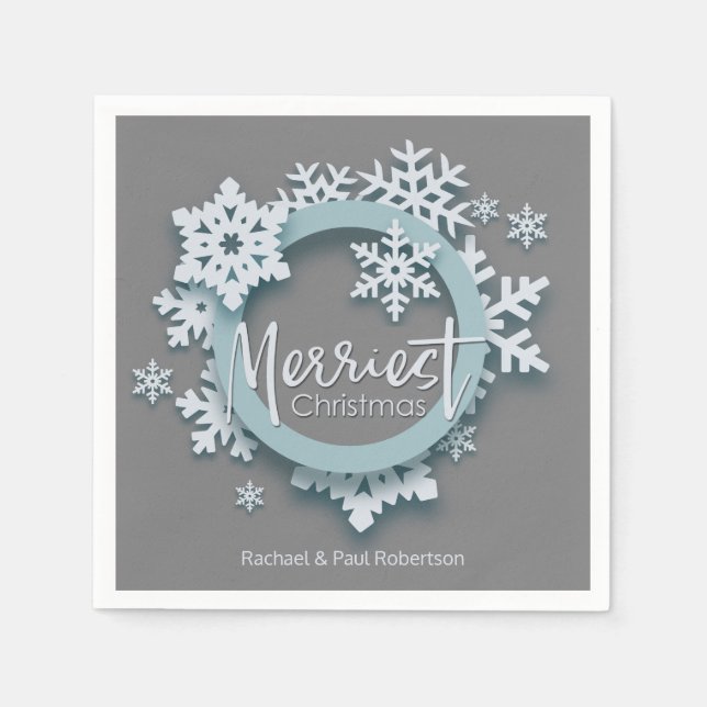 Frohe Weihnachten Moderner Weihnachtsstil Serviette (Vorderseite)