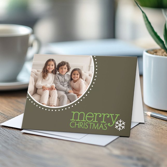 Frohe Weihnachten - Modernes Circle Foto (Custom Folded Greeting Card)