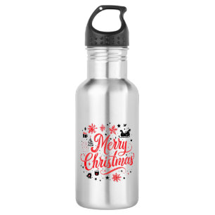 Frohe Weihnachten Modernes Design Rot und Weiß Edelstahlflasche