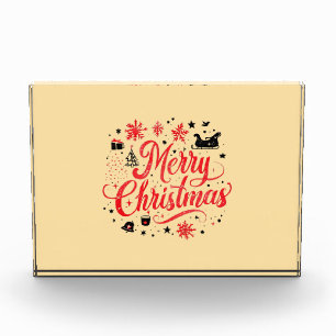 Frohe Weihnachten Modernes Design Rot und Weiß Fotoblock