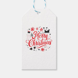 Frohe Weihnachten Modernes Design | Rot und Weiß Geschenkanhänger