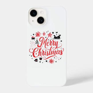 Frohe Weihnachten Modernes Design | Rot und Weiß iPhone 14 Hülle