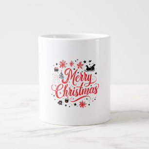 Frohe Weihnachten Modernes Design Rot und Weiß Jumbo-Tasse