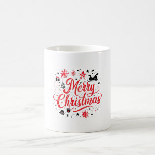 Frohe Weihnachten Modernes Design Rot und Weiß Kaffeetasse