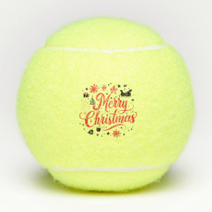 Frohe Weihnachten Modernes Design Rot und Weiß Tennisbälle