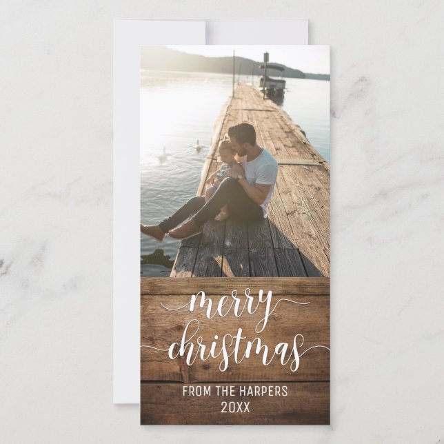 Frohe Weihnachten Modernes Drehbuch & Braun Rustik (Vorderseite)