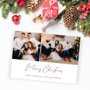 Frohe Weihnachten Modernes Drehbuch Zwei Fotokarte