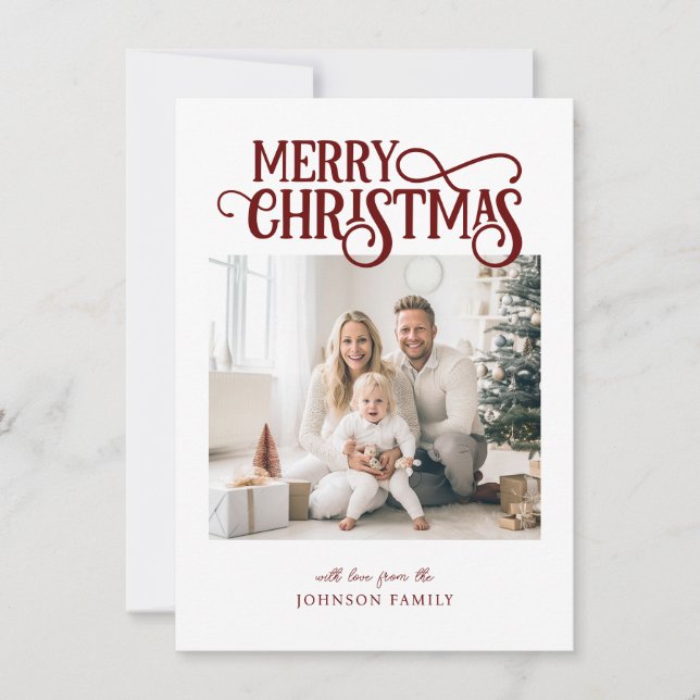 Frohe Weihnachten! Modernes, einfaches Foto Feiertagskarte