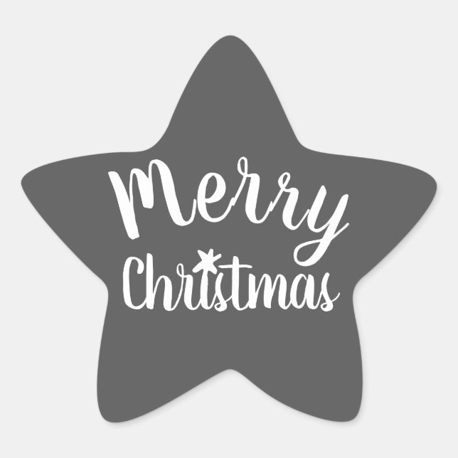 Frohe Weihnachten Modernes Grau Stern-Aufkleber (Vorderseite)